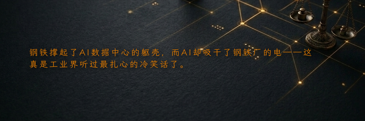 钢铁撑起了AI数据中心的躯壳,而AI却吸干了钢铁厂的电——这真是工业界听过最扎心的冷笑话了。