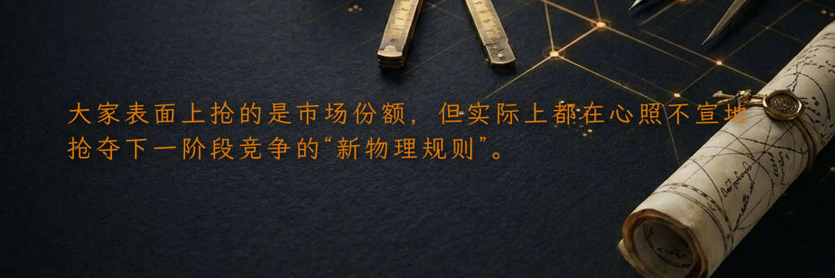 大家表面上抢的是市场份额,但实际上都在心照不宣地抢夺下一阶段竞争的“新物理规则”。