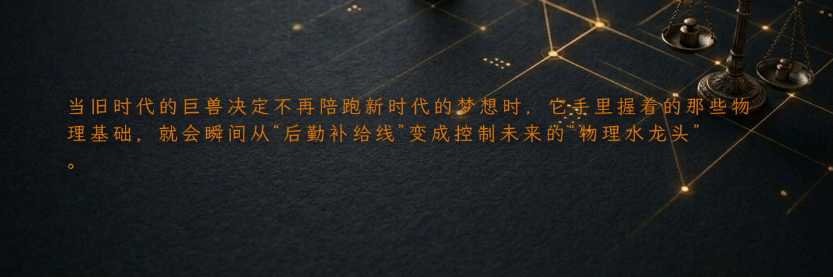 当旧时代的巨兽决定不再陪跑新时代的梦想时,它手里握着的那些物理基础,就会瞬间从“后勤补给线”变成控制未来的“物理水龙头”。