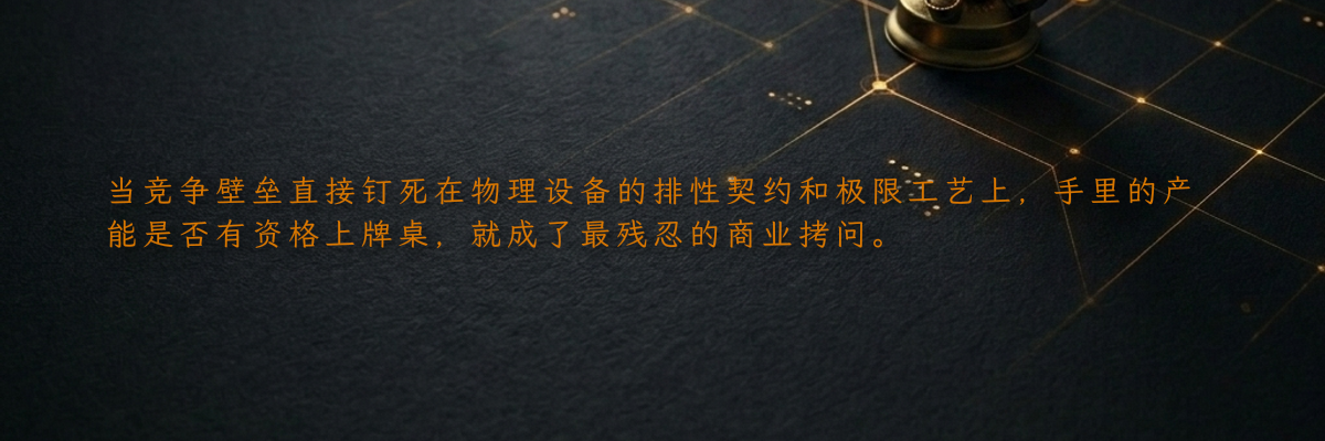 当竞争壁垒直接钉死在物理设备的排性契约和极限工艺上,手里的产能是否有资格上牌桌,就成了最残忍的商业拷问。