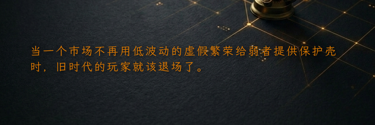 当一个市场不再用低波动的虚假繁荣给弱者提供保护壳时,旧时代的玩家就该退场了。