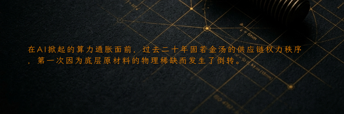 在AI掀起的算力通胀面前,过去二十年固若金汤的供应链权力秩序,第一次因为底层原材料的物理稀缺而发生了倒转。