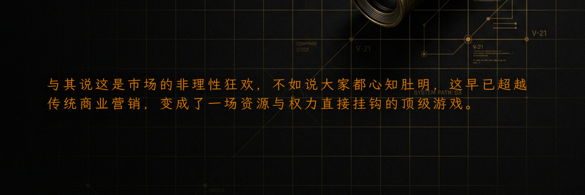 与其说这是市场的非理性狂欢,不如说大家都心知肚明,这早已超越传统商业营销,变成了一场资源与权力直接挂钩的顶级游戏。