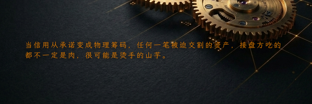 当信用从承诺变成物理筹码,任何一笔被迫交割的资产,接盘方吃的都不一定是肉,很可能是烫手的山芋。