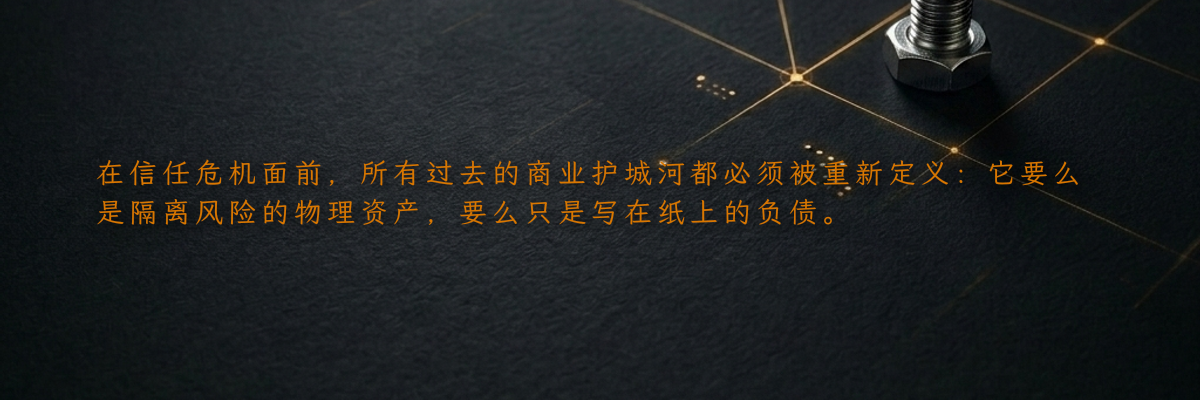 在信任危机面前,所有过去的商业护城河都必须被重新定义:它要么是隔离风险的物理资产,要么只是写在纸上的负债。