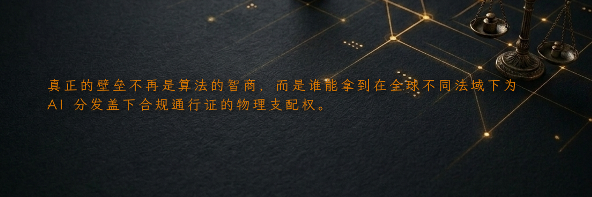 真正的壁垒不再是算法的智商,而是谁能拿到在全球不同法域下为 AI 分发盖下合规通行证的物理支配权。