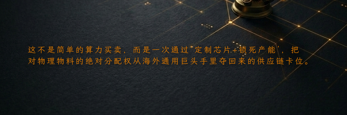 这不是简单的算力买卖,而是一次通过‘定制芯片+锁死产能’,把对物理物料的绝对分配权从海外通用巨头手里夺回来的供应链卡位。