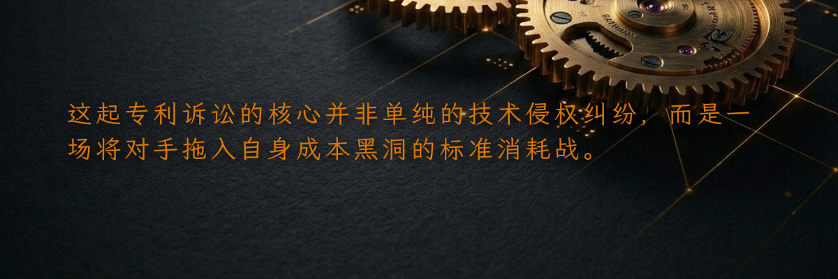 这起专利诉讼的核心并非单纯的技术侵权纠纷,而是一场将对手拖入自身成本黑洞的标准消耗战。
