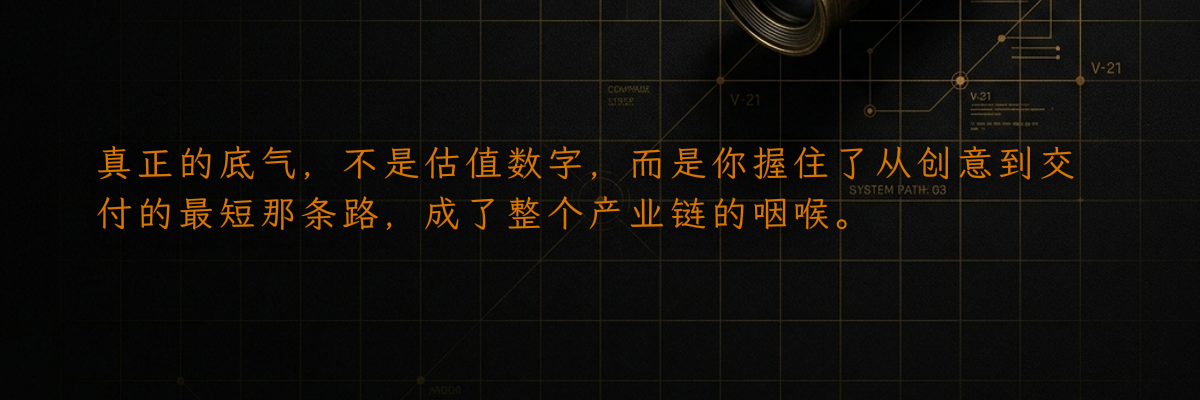 真正的底气,不是估值数字,而是你握住了从创意到交付的最短那条路,成了整个产业链的咽喉。
