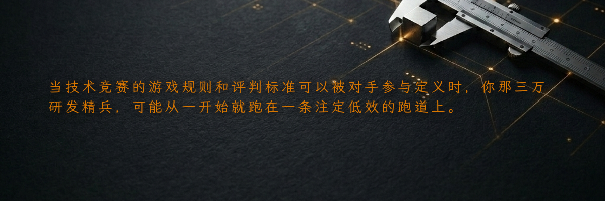 当技术竞赛的游戏规则和评判标准可以被对手参与定义时,你那三万研发精兵,可能从一开始就跑在一条注定低效的跑道上。