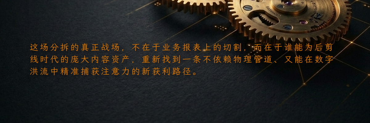 这场分拆的真正战场,不在于业务报表上的切割,而在于谁能为后剪线时代的庞大内容资产,重新找到一条不依赖物理管道、又能在数字洪流中精准捕获注意力的新获利路径。