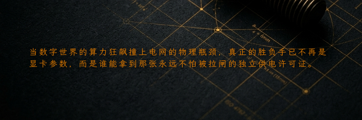 当数字世界的算力狂飙撞上电网的物理瓶颈,真正的胜负手已不再是显卡参数,而是谁能拿到那张永远不怕被拉闸的独立供电许可证。