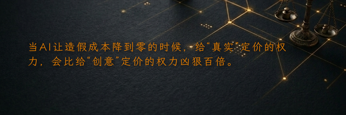 当AI让造假成本降到零的时候,给“真实”定价的权力,会比给“创意”定价的权力凶狠百倍。