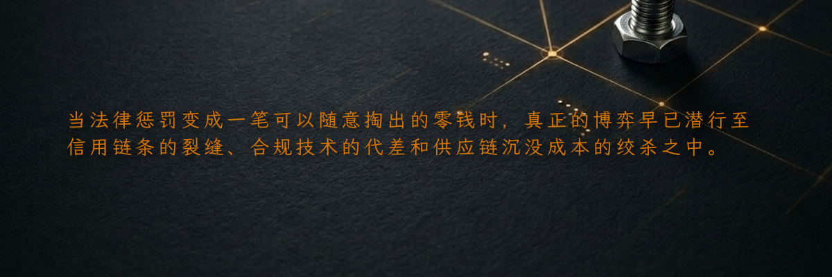 当法律惩罚变成一笔可以随意掏出的零钱时,真正的博弈早已潜行至信用链条的裂缝、合规技术的代差和供应链沉没成本的绞杀之中。