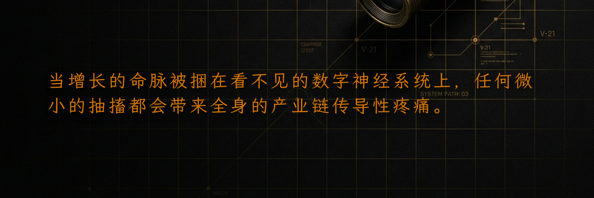 当增长的命脉被捆在看不见的数字神经系统上,任何微小的抽搐都会带来全身的产业链传导性疼痛。
