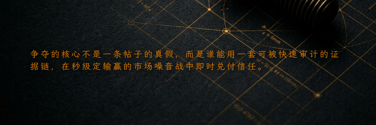 争夺的核心不是一条帖子的真假,而是谁能用一套可被快速审计的证据链,在秒级定输赢的市场噪音战中即时兑付信任。