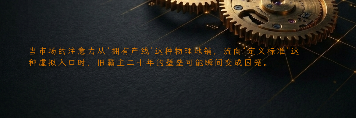 当市场的注意力从‘拥有产线’这种物理地铺,流向‘定义标准’这种虚拟入口时,旧霸主二十年的壁垒可能瞬间变成囚笼。