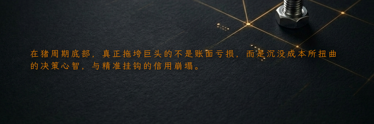 在猪周期底部,真正拖垮巨头的不是账面亏损,而是沉没成本所扭曲的决策心智,与精准挂钩的信用崩塌。