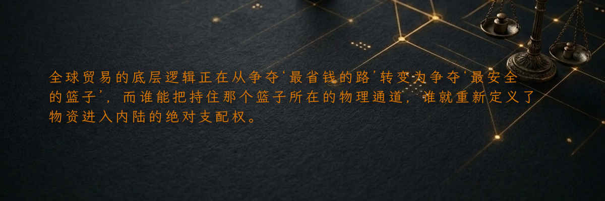 全球贸易的底层逻辑正在从争夺‘最省钱的路’转变为争夺‘最安全的篮子’,而谁能把持住那个篮子所在的物理通道,谁就重新定义了物资进入内陆的绝对支配权。