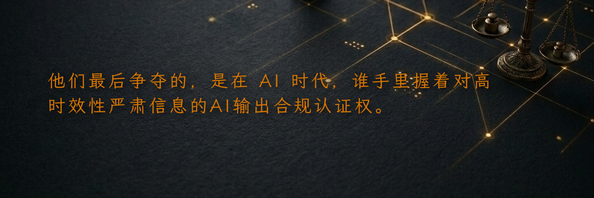 他们最后争夺的,是在 AI 时代,谁手里握着对高时效性严肃信息的AI输出合规认证权。
