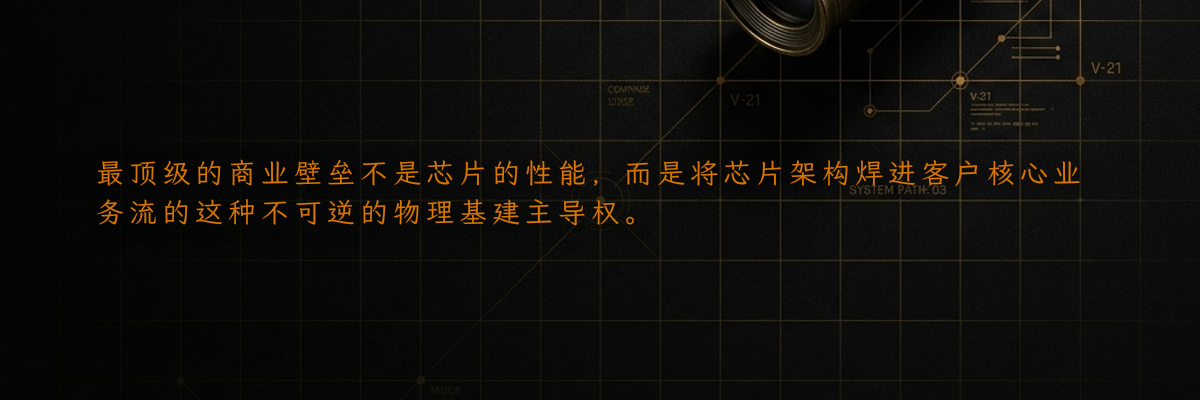 最顶级的商业壁垒不是芯片的性能,而是将芯片架构焊进客户核心业务流的这种不可逆的物理基建主导权。