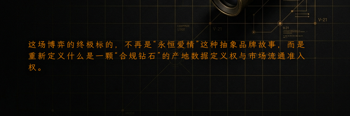 这场博弈的终极标的,不再是“永恒爱情”这种抽象品牌故事,而是重新定义什么是一颗“合规钻石”的产地数据定义权与市场流通准入权。