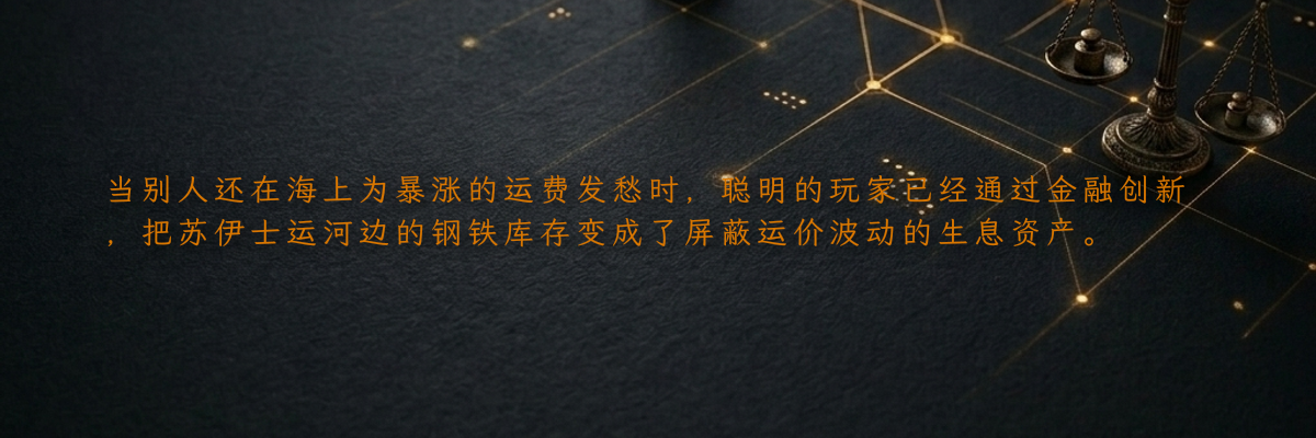 当别人还在海上为暴涨的运费发愁时,聪明的玩家已经通过金融创新,把苏伊士运河边的钢铁库存变成了屏蔽运价波动的生息资产。