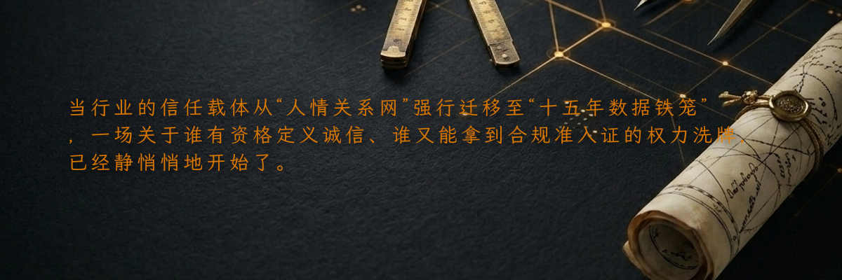 当行业的信任载体从“人情关系网”强行迁移至“十五年数据铁笼”,一场关于谁有资格定义诚信、谁又能拿到合规准入证的权力洗牌,已经静悄悄地开始了。