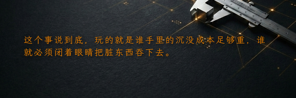 这个事说到底,玩的就是谁手里的沉没成本足够重,谁就必须闭着眼睛把脏东西吞下去。