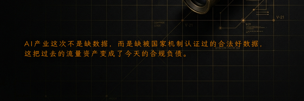 AI产业这次不是缺数据,而是缺被国家机制认证过的合法好数据,这把过去的流量资产变成了今天的合规负债。