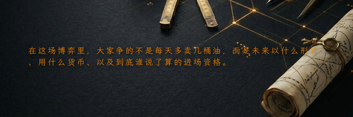 在这场博弈里,大家争的不是每天多卖几桶油,而是未来以什么形式、用什么货币、以及到底谁说了算的进场资格。