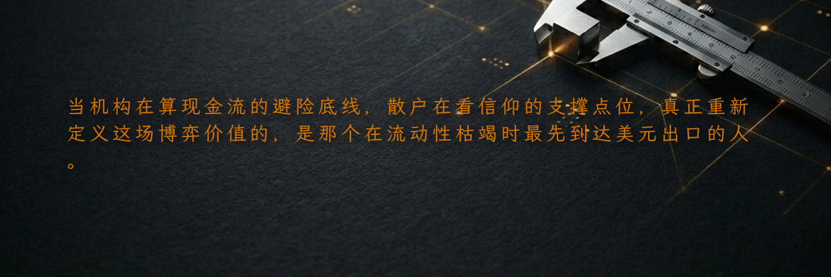 当机构在算现金流的避险底线,散户在看信仰的支撑点位,真正重新定义这场博弈价值的,是那个在流动性枯竭时最先到达美元出口的人。