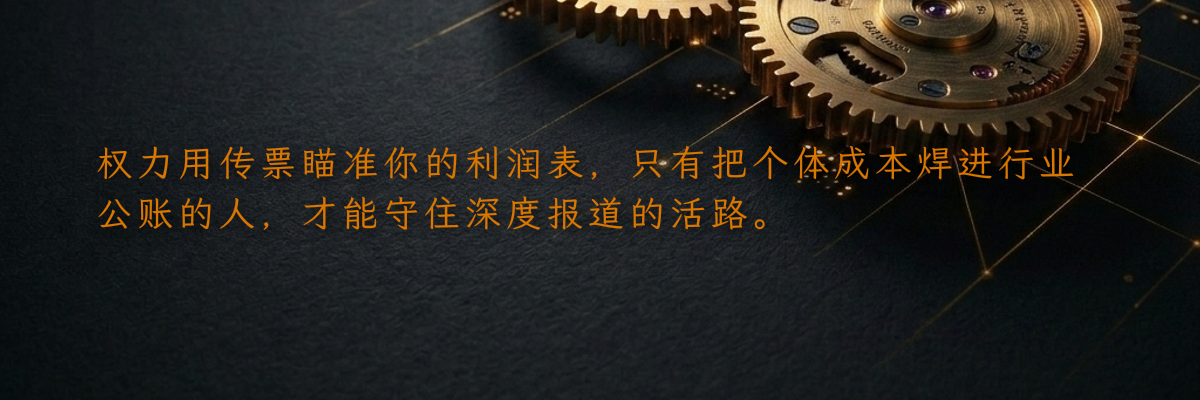 权力用传票瞄准你的利润表,只有把个体成本焊进行业公账的人,才能守住深度报道的活路。