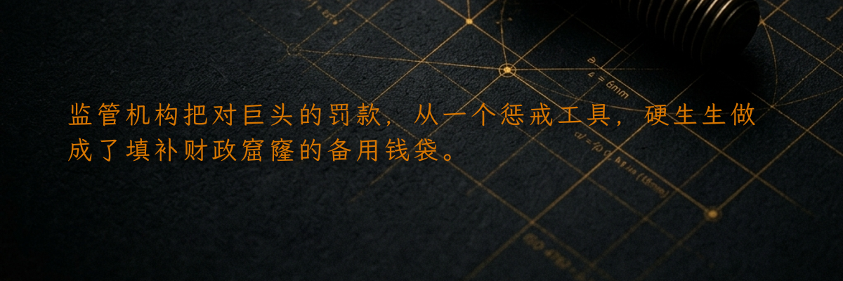 监管机构把对巨头的罚款,从一个惩戒工具,硬生生做成了填补财政窟窿的备用钱袋。