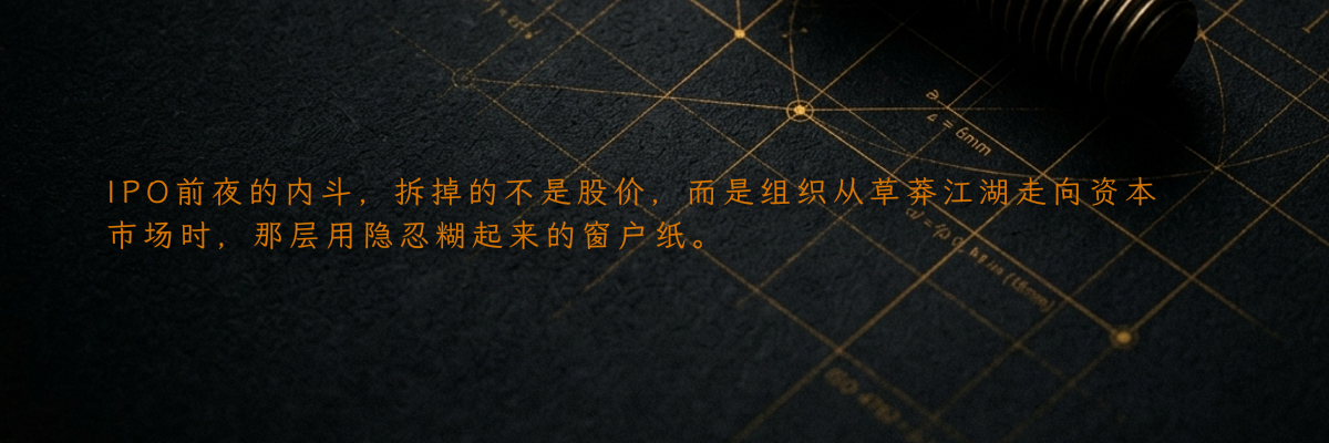 IPO前夜的内斗,拆掉的不是股价,而是组织从草莽江湖走向资本市场时,那层用隐忍糊起来的窗户纸。
