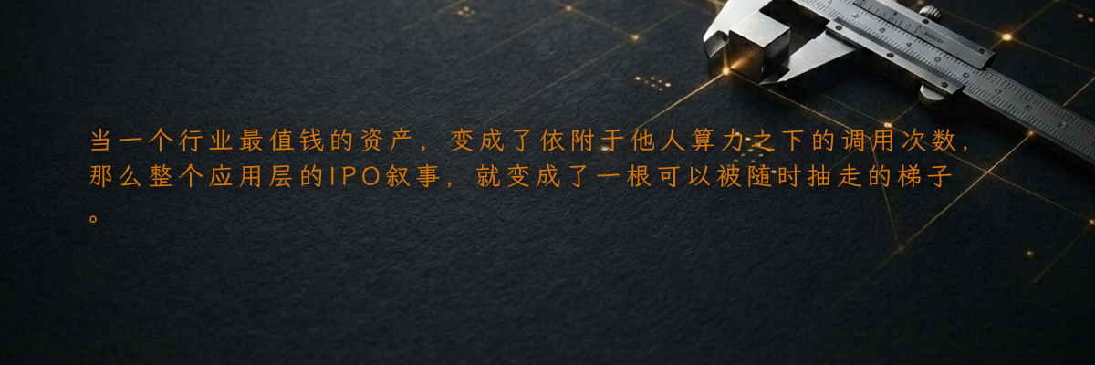当一个行业最值钱的资产,变成了依附于他人算力之下的调用次数,那么整个应用层的IPO叙事,就变成了一根可以被随时抽走的梯子。