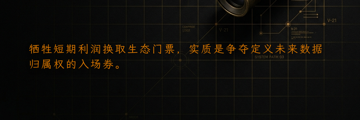 牺牲短期利润换取生态门票,实质是争夺定义未来数据归属权的入场券。