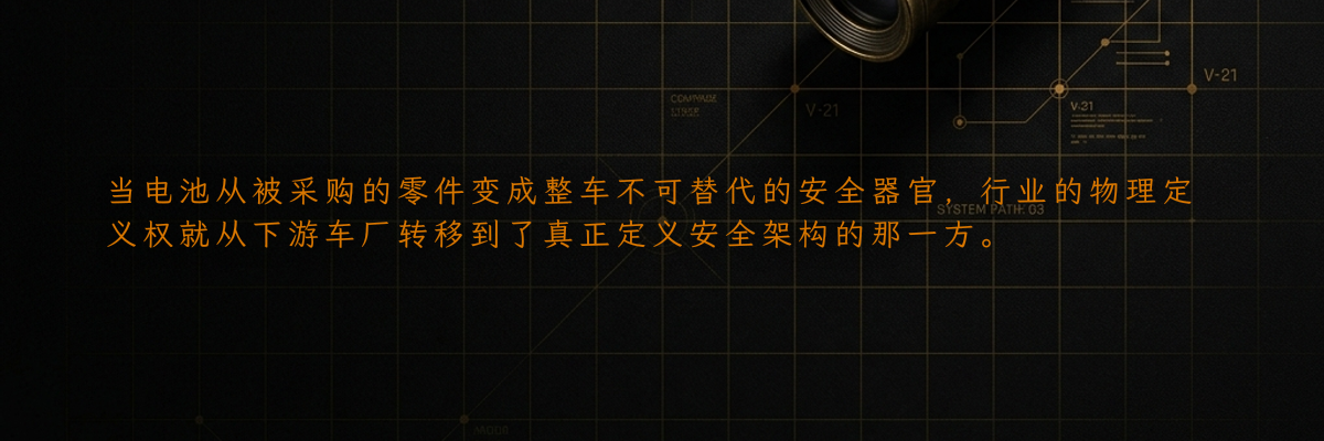 当电池从被采购的零件变成整车不可替代的安全器官,行业的物理定义权就从下游车厂转移到了真正定义安全架构的那一方。