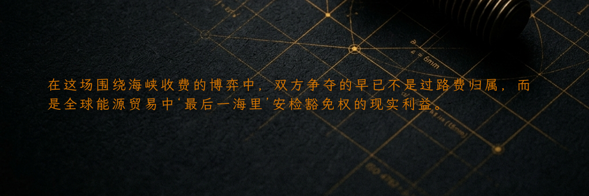 在这场围绕海峡收费的博弈中,双方争夺的早已不是过路费归属,而是全球能源贸易中‘最后一海里’安检豁免权的现实利益。