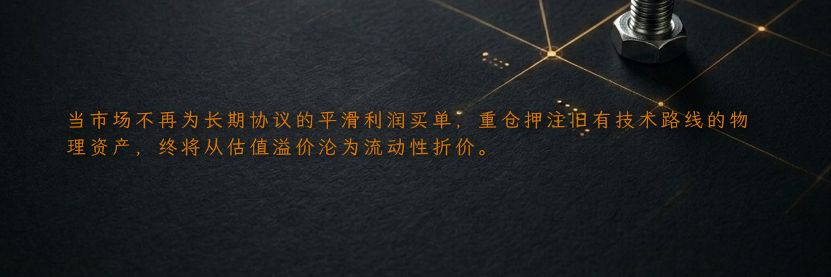 当市场不再为长期协议的平滑利润买单,重仓押注旧有技术路线的物理资产,终将从估值溢价沦为流动性折价。