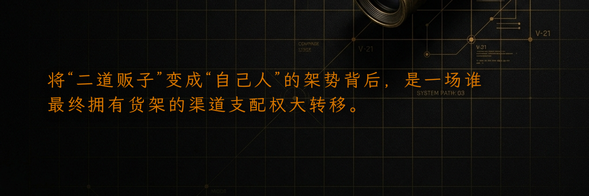 将“二道贩子”变成“自己人”的架势背后,是一场谁最终拥有货架的渠道支配权大转移。