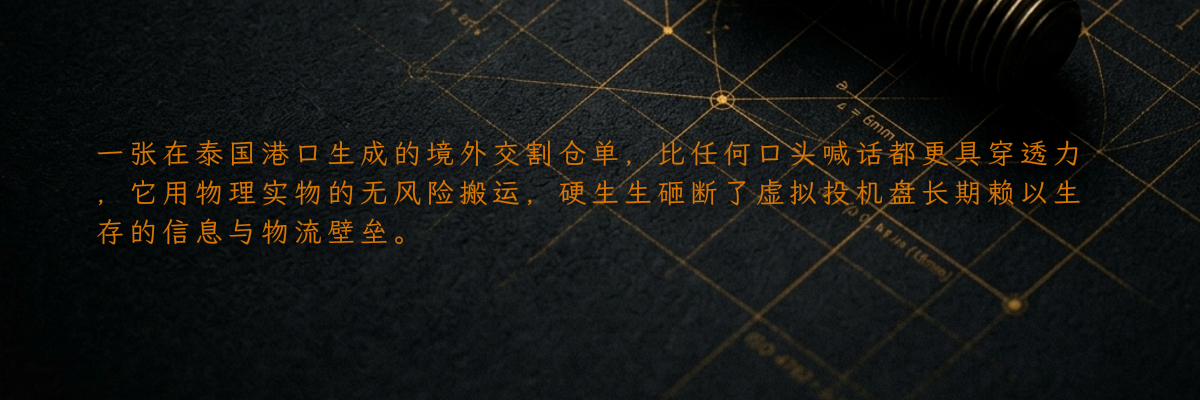 一张在泰国港口生成的境外交割仓单,比任何口头喊话都更具穿透力,它用物理实物的无风险搬运,硬生生砸断了虚拟投机盘长期赖以生存的信息与物流壁垒。