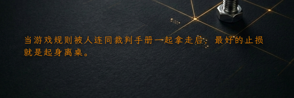 当游戏规则被人连同裁判手册一起拿走后,最好的止损就是起身离桌。