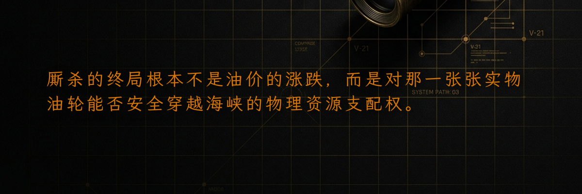 厮杀的终局根本不是油价的涨跌,而是对那一张张实物油轮能否安全穿越海峡的物理资源支配权。