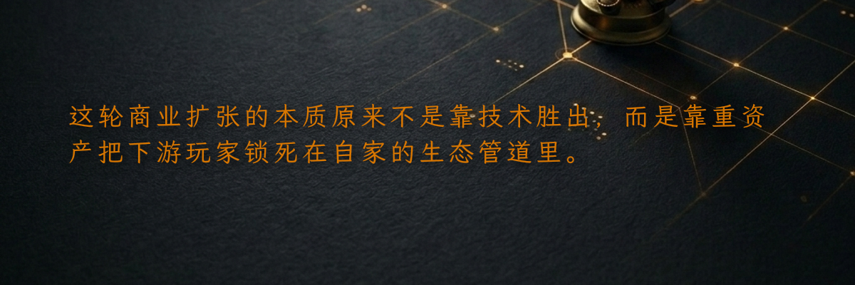 这轮商业扩张的本质原来不是靠技术胜出,而是靠重资产把下游玩家锁死在自家的生态管道里。