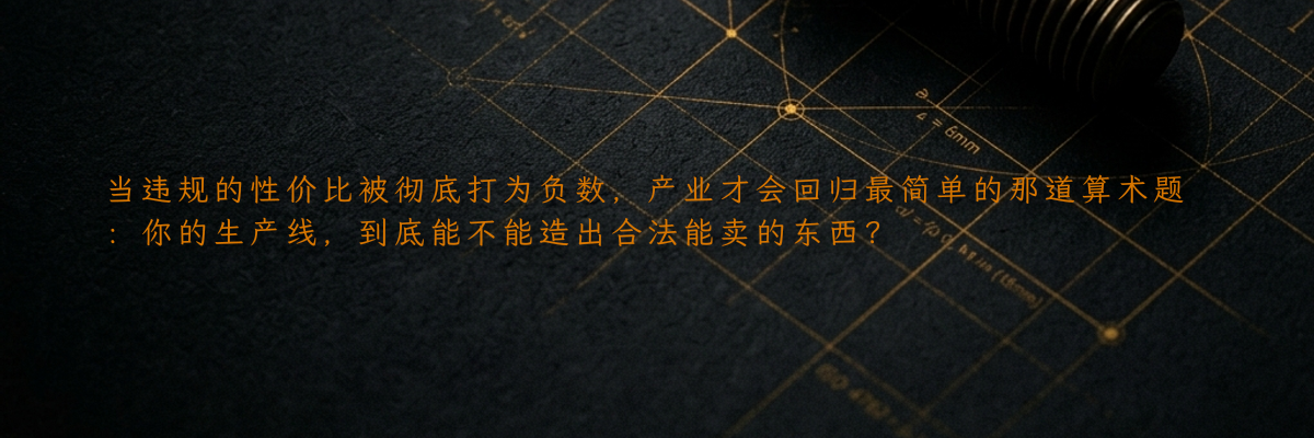 当违规的性价比被彻底打为负数,产业才会回归最简单的那道算术题:你的生产线,到底能不能造出合法能卖的东西?