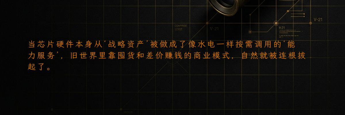 当芯片硬件本身从‘战略资产’被做成了像水电一样按需调用的‘能力服务’,旧世界里靠囤货和差价赚钱的商业模式,自然就被连根拔起了。