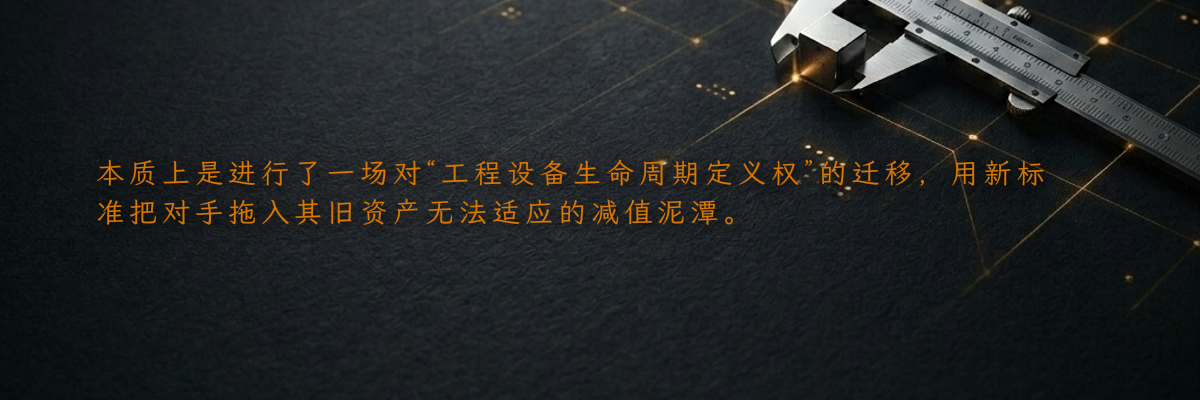 本质上是进行了一场对“工程设备生命周期定义权”的迁移,用新标准把对手拖入其旧资产无法适应的减值泥潭。
