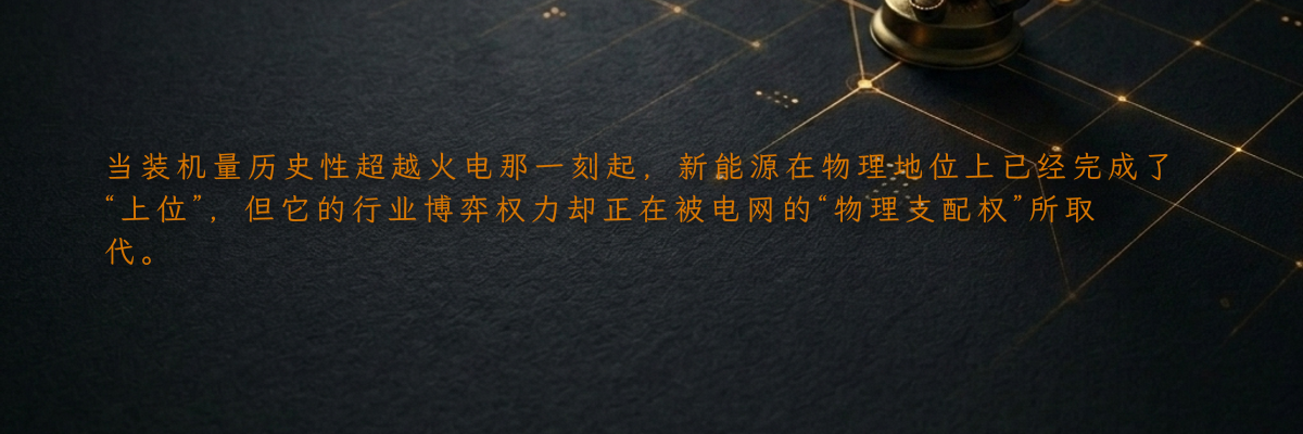 当装机量历史性超越火电那一刻起,新能源在物理地位上已经完成了“上位”,但它的行业博弈权力却正在被电网的“物理支配权”所取代。