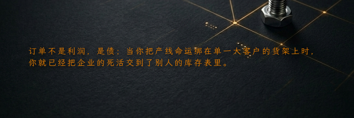 订单不是利润,是债;当你把产线命运绑在单一大客户的货架上时,你就已经把企业的死活交到了别人的库存表里。